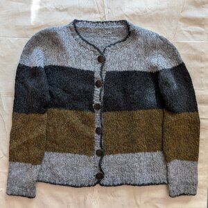 Striped, Hand-knit Cardigan